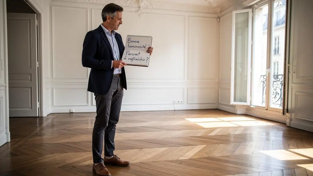 Un investisseur potentiel visitant et évaluant un appartement vide lors de sa recherche de bien locatif